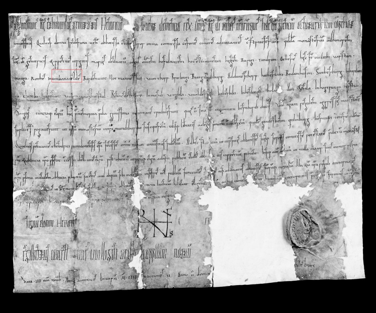 Originalurkunde des Kaisers Heinirich II. vom 2. November 1004.